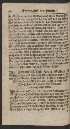 Wie Fortunatus vom König Soldan zu Gast geladen ...