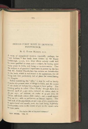 India's First Move in Imperial Preference.