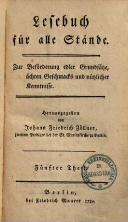 Lesebuch für alle Stände, 5