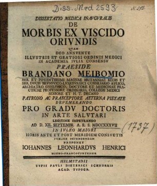 Diss. med. inaug. De morbis ex viscido oriundis