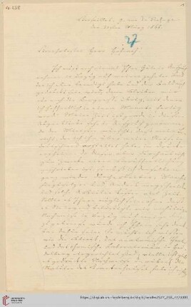 Brief von Johann Friedrich Minssen an Georg Gottfried Gervinus