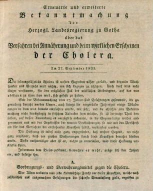 A. Vorbeugungs- und Verwahrungsmittel gegen die Cholera