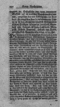 Ungrund der Schlußfolge von einem verordneten Rückfalle auf ein deutsches Mannstammfideikommiß, ausgeführt bey dem Erbfolgerecht der freyherrl. Venningischen Familie insbesondere der Töchter in die dem reichsritterschaftlich schwäbischen Kanton Craichgau inkorporierte Herrschaft Grombach.