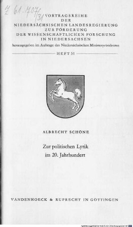 Zur politischen Lyrik im 20. Jahrhundert