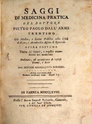 Saggi di medicina practica