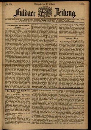 Ausgabe vom Mittwoch, den 18. Februar 1885.