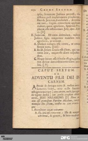 Caput Sextum. De Adventu Filii Dei In Carnem.