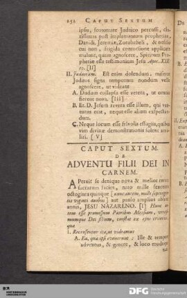 Caput Sextum. De Adventu Filii Dei In Carnem.