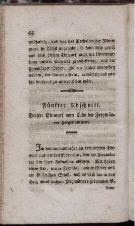 Fünfter Abschnitt. Dritter Einwurf vom Eide der Freymäurer hergenommen.