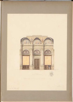 Landesbibliothek Berlin Schinkelwettbewerb 1875: Aufriss Wandansicht Museumssaal; Maßstabsleiste