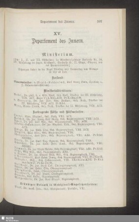 XV. Departement des Innern