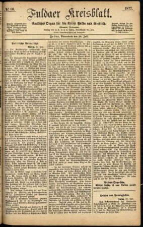 Ausgabe vom Samstag, den 28. Juli 1877.