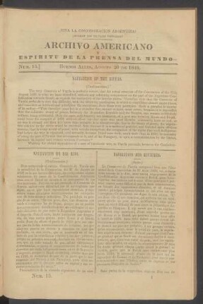 Número 15. - Buenos Aires, Agosto 20 de 1849.