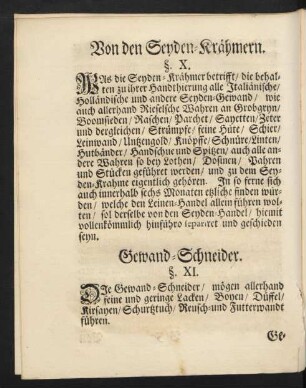 Von den Seyden-Krähmern.