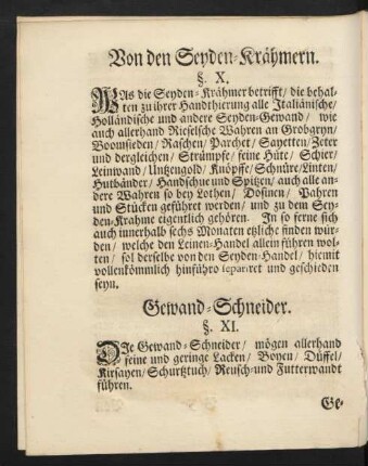 Von den Seyden-Krähmern.