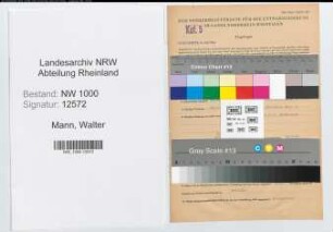 Entnazifizierung Walter Mann, geb. 13.07.1904 (Bankinspektor)