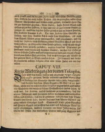 Caput VIII. Kurtze Wiederlegung der dritten Tekupha