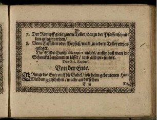 Das XII. Capittel. Von der Ente / Die Vorlegung