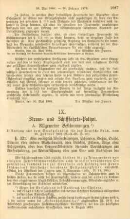 IX. Strom- und Schifffahrts-Polizei