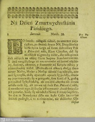Ná Dzień Zmartwychwstánia Páńskiego