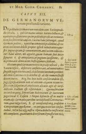 Caput XIX. De Germanorum Veterum praeliandi ratione.