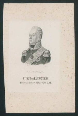 "Fürst von Hardenberg, Königl. Preuss. Staatskanzler"
