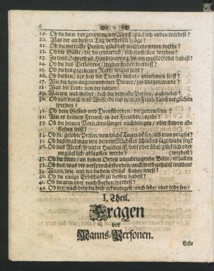 I. Theil. Fragen vor Manns-Personen