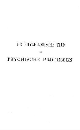 De physiologische Tijd bij psychische Processen