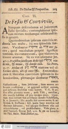 CAP. II. De Festis & Conviviis,