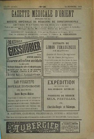 Gazette médicale d'Orient. 35. 1892/93