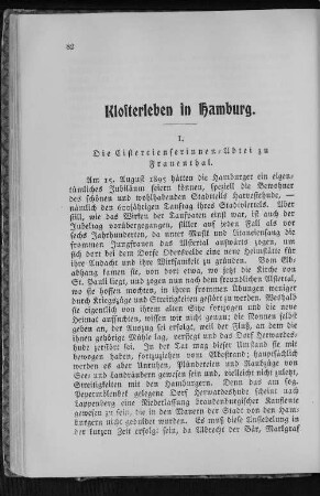 Klosterleben in Hamburg.