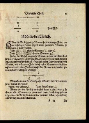 Additio der Brüch.