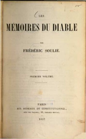Les mémoires du diable par Frédéric Soulié. 1