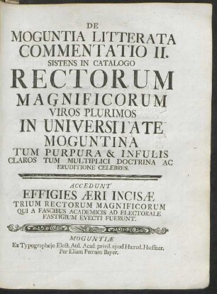 2: De Moguntia litterata commentationes historicae Historia Universitatis Moguntinae