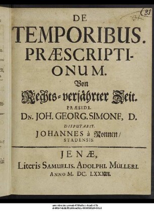 De Temporibus. Praescriptionum