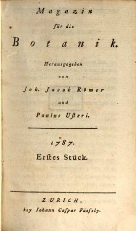 Magazin für die Botanik, 1. 1787/88 = Nr. 1 - 3