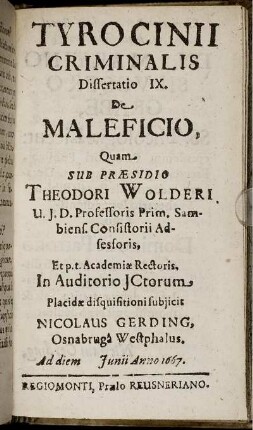 Dissertatio IX. De Maleficio