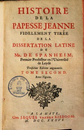 Histoire De La Papesse Jeanne. 2