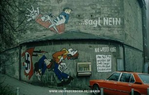 ...sagt NEIN | NIE WIEDER KRIEG | Am 14.9.44 wurden hier zwei Jungen von deutschen Soldaten ermordet