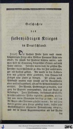 Geschichte des siebenjährigen Krieges in Deutschland.