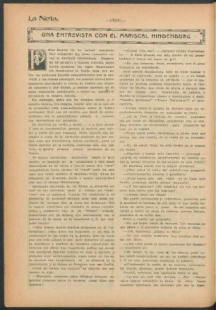 Una entrevista con el mariscal Hindenburg