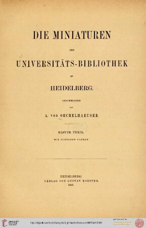 Band 1: Die Miniaturen der Universitäts-Bibliothek zu Heidelberg