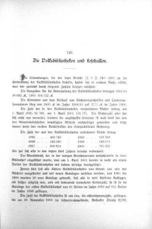 VIII. Die Volksbibliotheken und Lesehallen