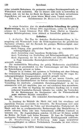 120-121, Strafrechtliche Behandlung der geistig Minderwertigen
