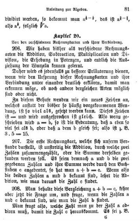 20. Von den verschiedenen Rechnungsarten und ihrer Verbindung.