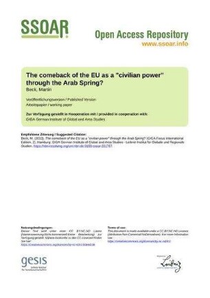 The comeback of the EU as a "civilian power" through the Arab Spring?