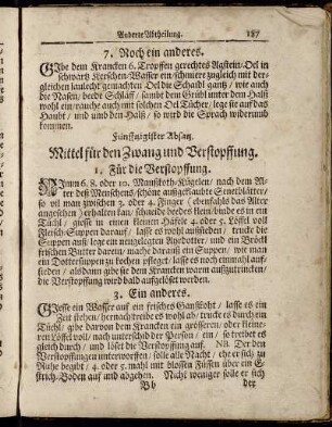 Fünfftzigister Absatz. Mittel für den Zwang und Verstopffung
