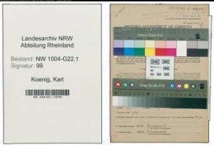 Entnazifizierung Karl Koenig , geb. 08.05.1907 (Kaufm.Angestellter)