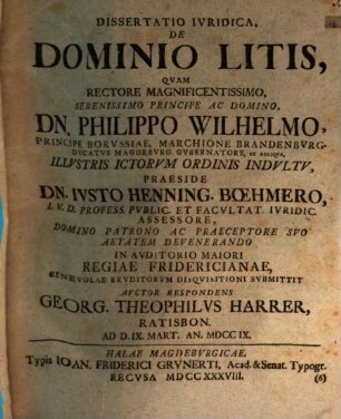 Diss. iur. de dominio litis