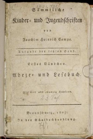 Bdch. 1: Sämmtliche Kinder- und Jugendschriften. Bdch. 1